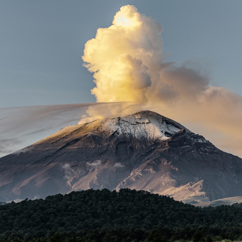 Eruption of Popocatepetl Volcano in Mexico