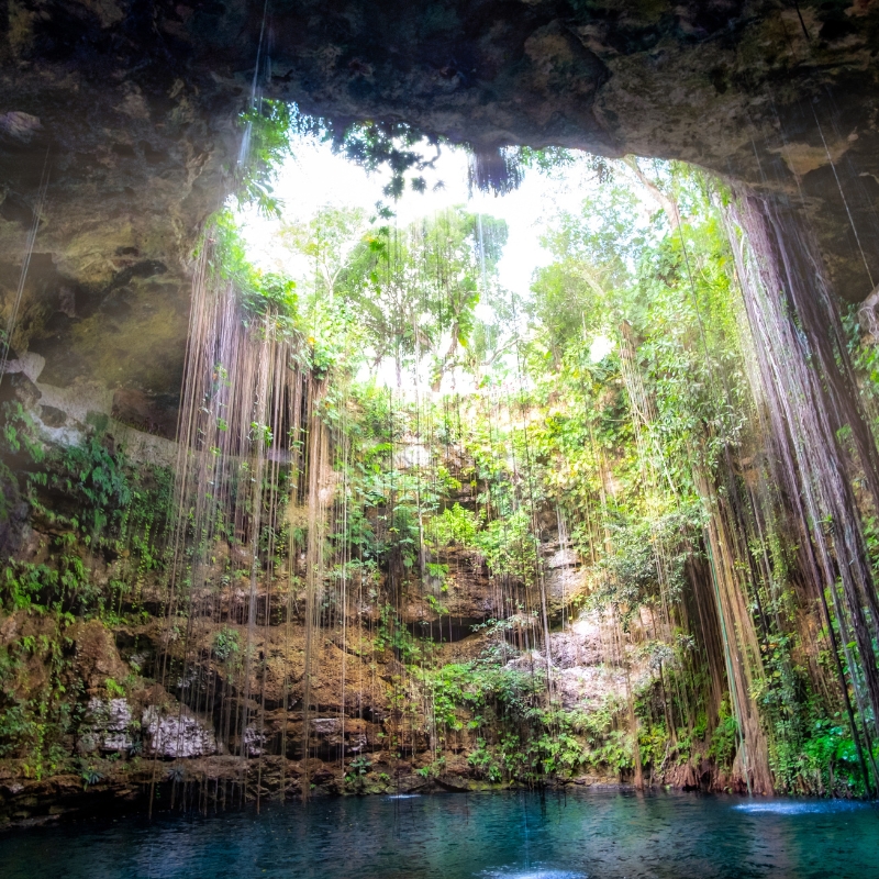 Cenote cave lake landscape view, Chichen Itza, Mexico